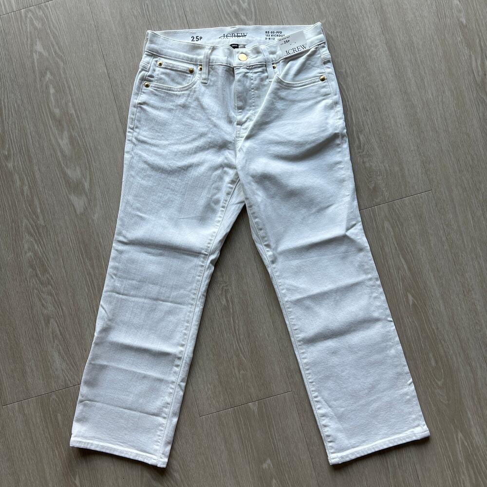 J Crew Kick Out Jeans Womens Petite 25 White Cropped - Picture 2 of 15